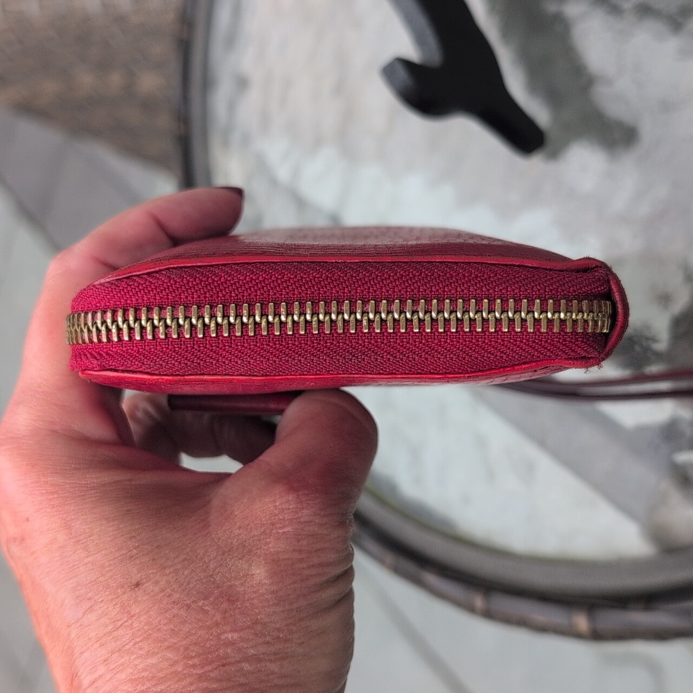 Chloe Red Leather Zip Around Bow Wallet With Dustbag - Picture 4 of 14